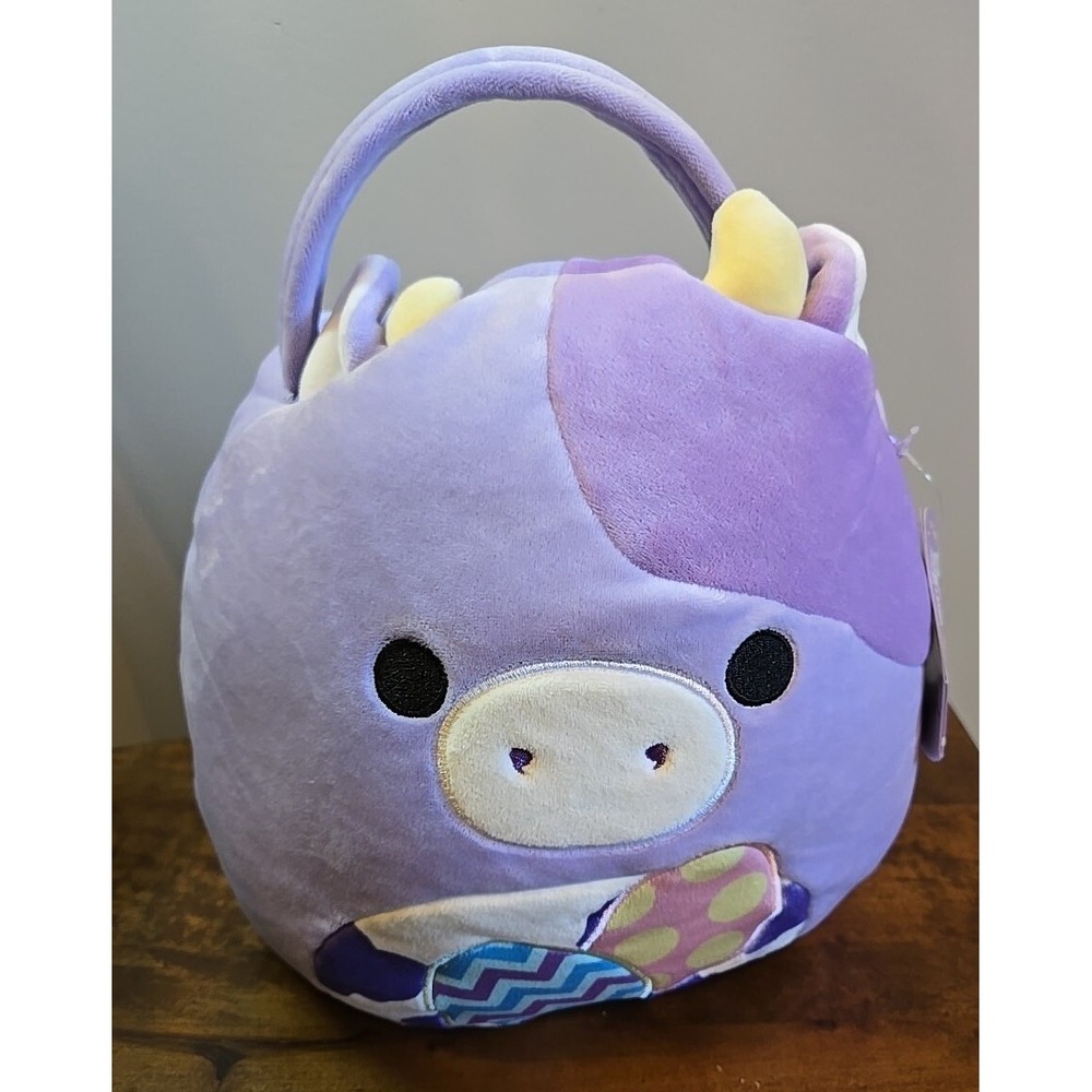 Squishmallows Bubba The Cow Easter Basket 10" with Easter Eggs Plush NEW